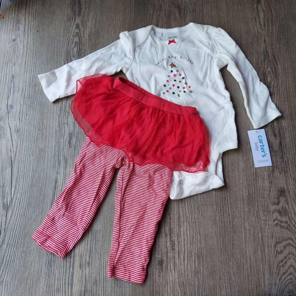 Carter's 2 Piece Christmas Tutu and Onsie Set